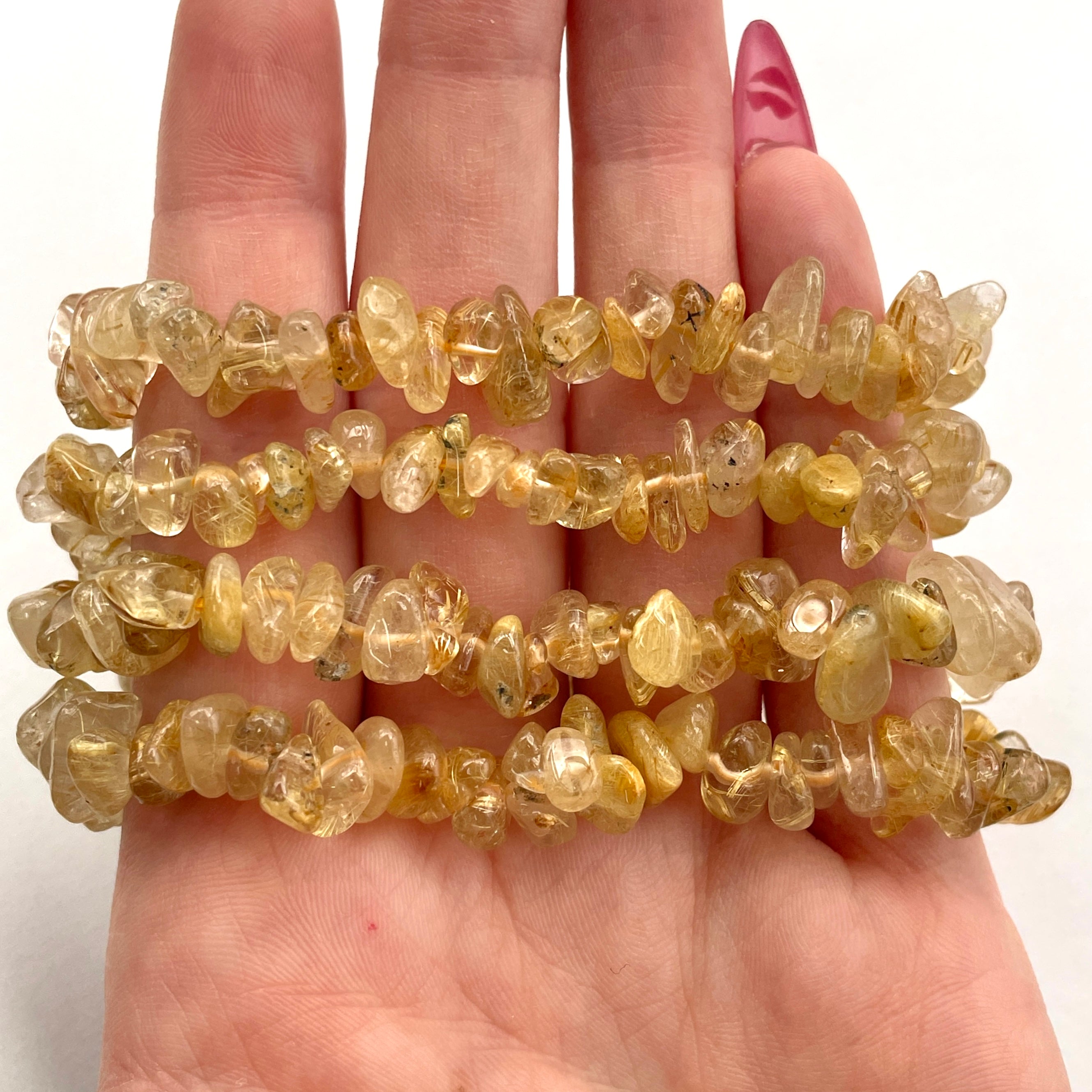 Gold Rutile Quartz (AA) Chip Bracelet Gold Rutile Quartz (AA) Chip Bracelet
